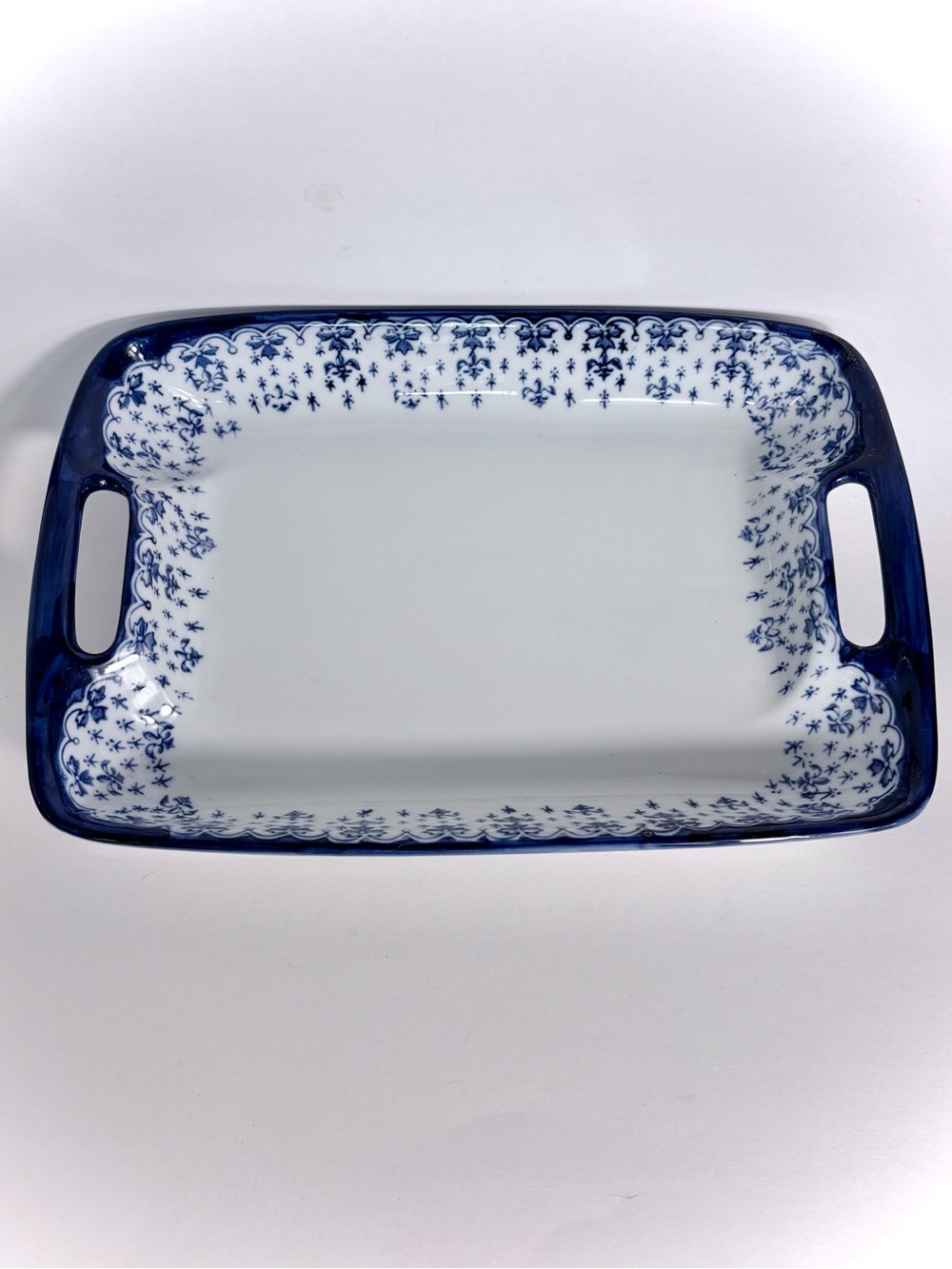 Vintage WCL China Casserole Dish- Blue and White Floral Ironstone